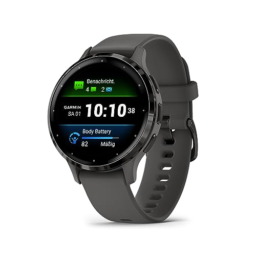 Garmin Venu 3 – GPS-Fitness-Smartwatch mit Bluetooth Telefonie und Sprachassistenz, Ultrascharfes 1,4 / 1,2 Zoll AMOLED-Touchdisplay, Fitnessfunktionen, Garmin Music, Garmin Pay und Rollstuhlmodus