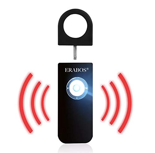 Orig. ERABOS® Taschenalarm T1000 | Premium Modell | mit Stroboskop LED Blitzlicht-Signal | Panik Alarm | Schrillalarm | Notfallalarm für die ganze Familie