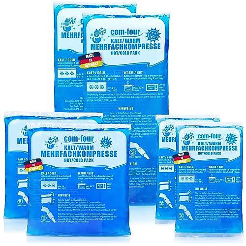 com-four® 6er Sparpack Mehrfachkompresse in 3 verschiedenen Größen - Gelkompresse für Warm & Kaltanwendungen - Kühlpads, Kühlpack - Mikrowellen geeignet - Made in Germany (006 Stück - mix)